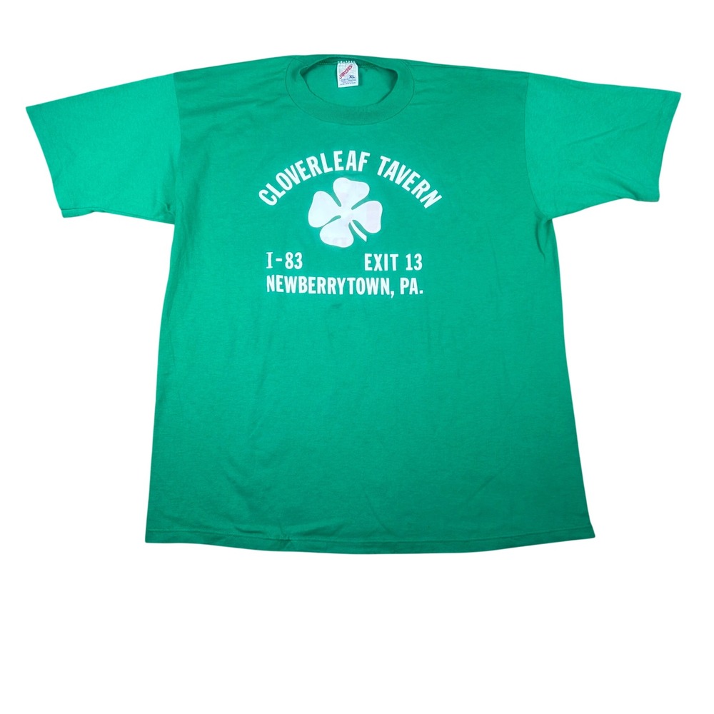 Vintage Jerzees Mens XL Cloverleaf Tavern‎ Newberrytown PA Green Single Stitch